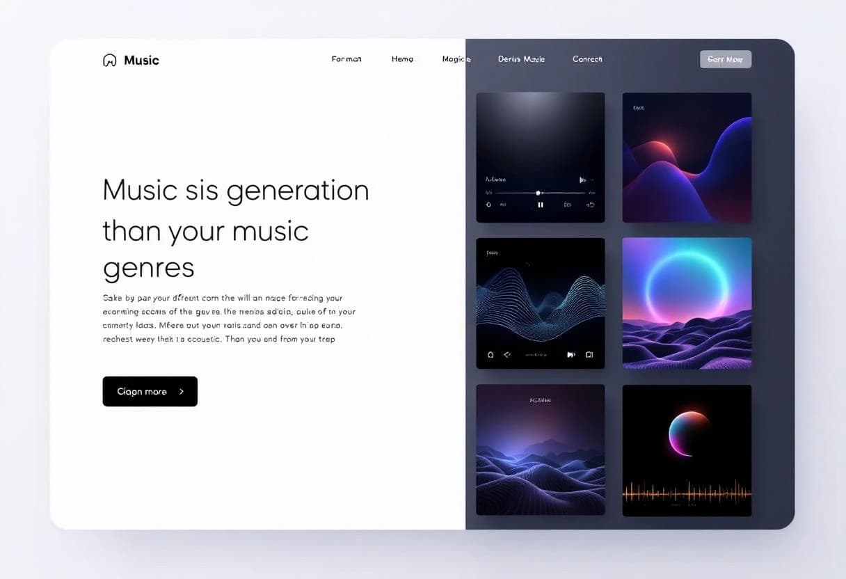 Editorial grid of music genre tiles for AI music generation
